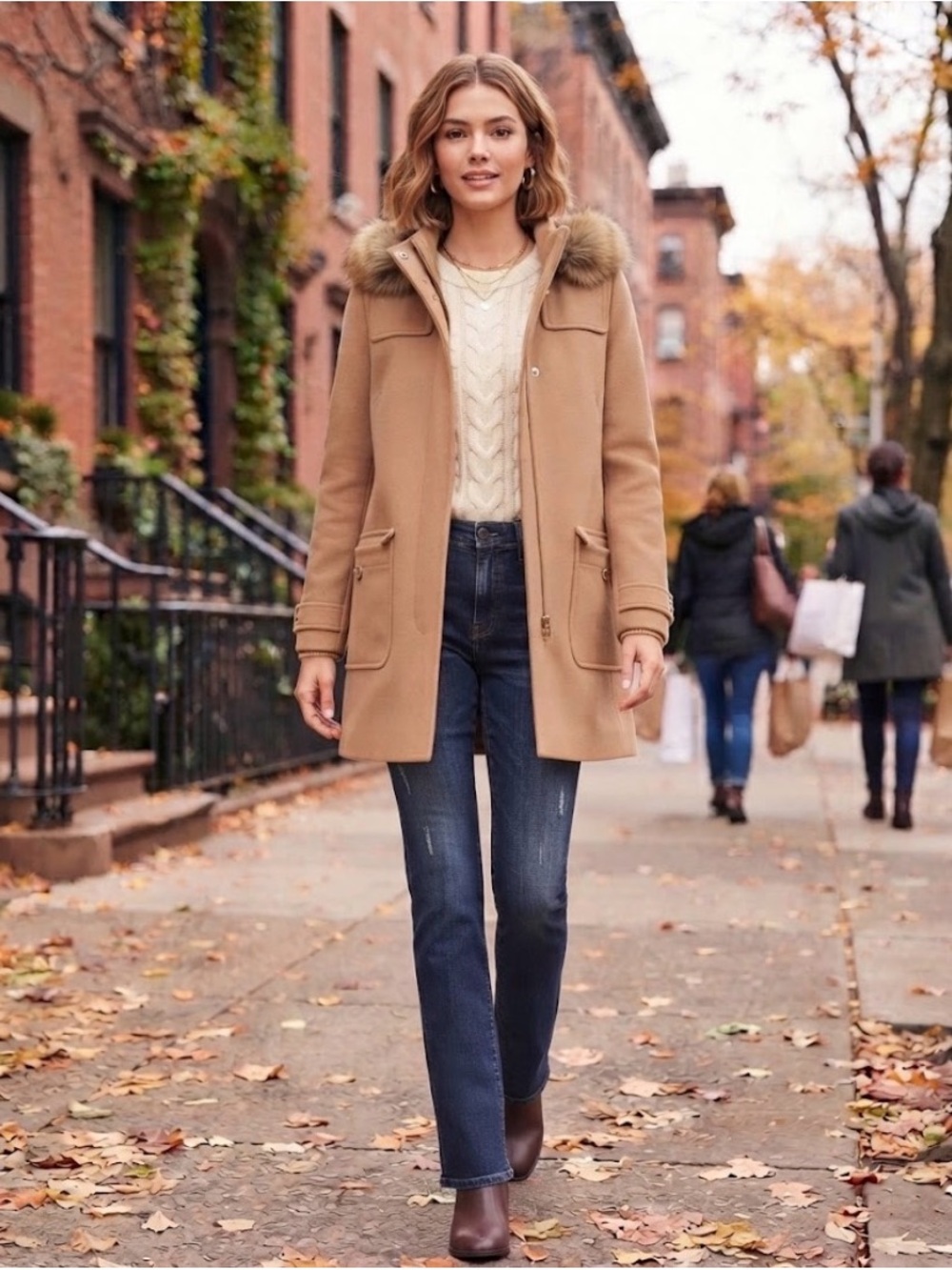 J.Crew Camel Wool Blend Faux Fur Hood Thinsulate Parka Coat | Size 12